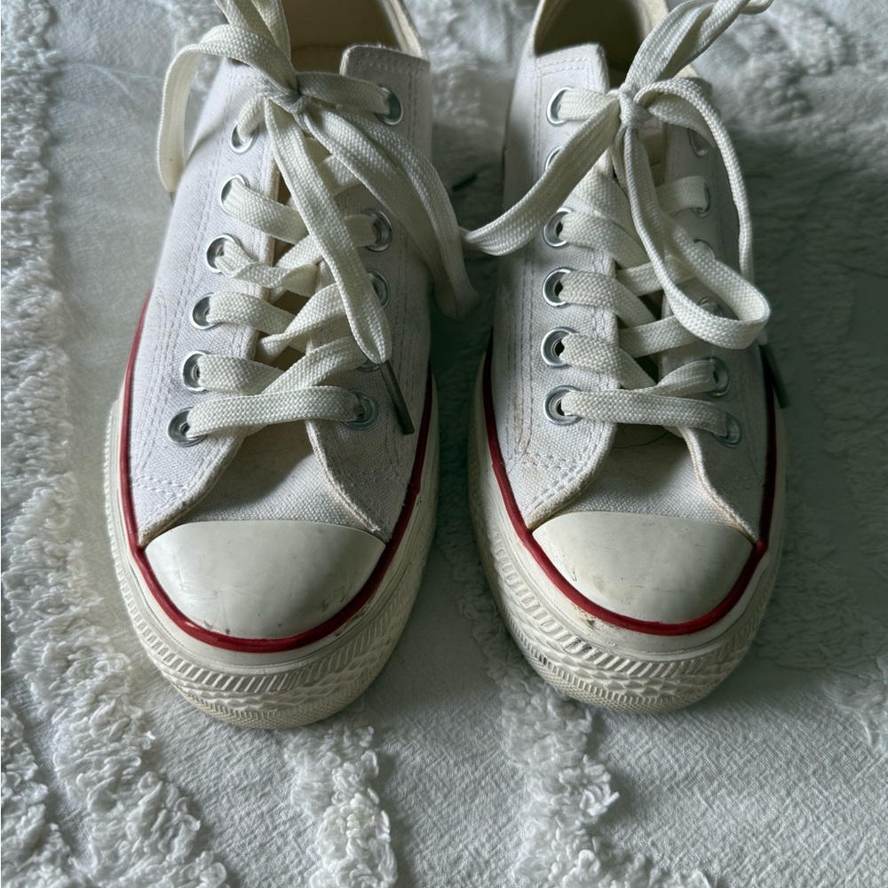 Converse White Sneakers with Red Accents - Picture 6 of 12